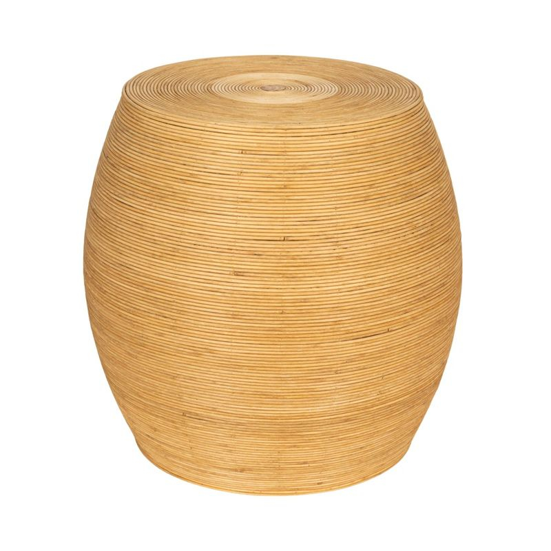 Storied Home Round Barrel Accent Table Natural