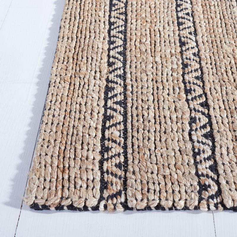 Natural Fiber NFB655 Flat Weave Indoor Area Rug - Black/Natural - 4'x6' - Safavieh
