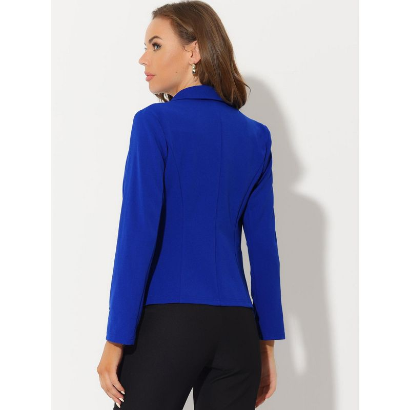Allegra K Women's Elegant Work Office Lapel Collar Button Down Regular Fit Suit Blazer Royal Blue X-Small
