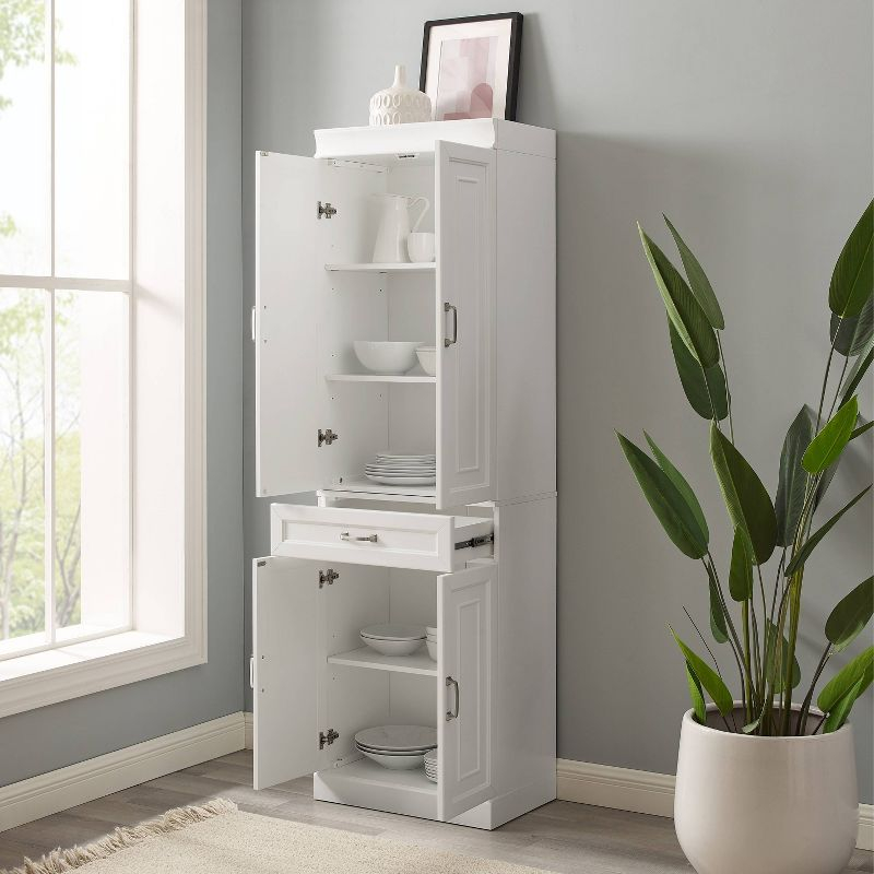 Crosley 78" Stanton Kitchen Storage Pantry Cabinet White: 24-Inch Slim Modular Storage, 5 Shelves, 4 Doors
