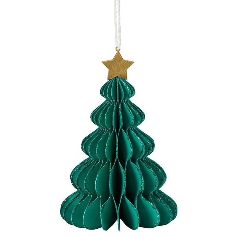 The Lakeside Collection 5-Tier Paper Tree Ornaments - Green