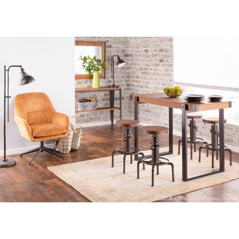 Rustic Natural Brown Bamboo Counter Table with Black Steel Legs