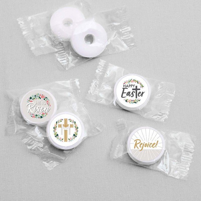 Big Dot of Happiness Religious Easter - Christian Holiday Party Round Candy Sticker Favors - Labels Fits Chocolate Candy (1 sheet of 108)