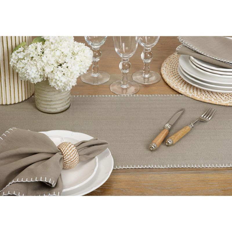 Saro Lifestyle Whipstitch Cotton Table Runner, 13"x72", Gray