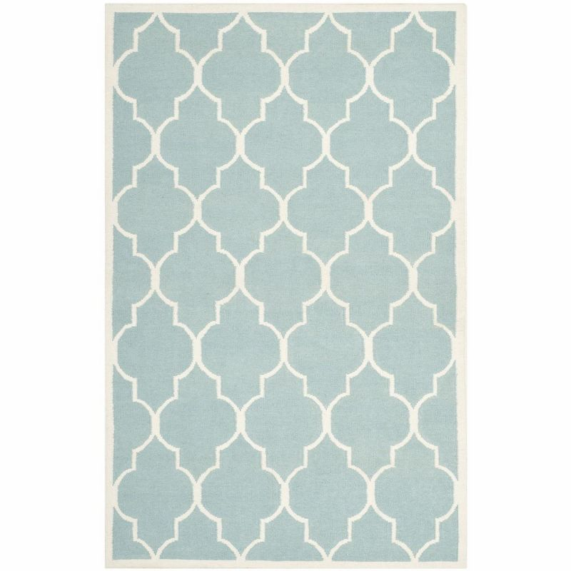 Dhurries DHU632 Hand Woven Area Rug - Light Blue/Ivory - 6'x9' - Safavieh.