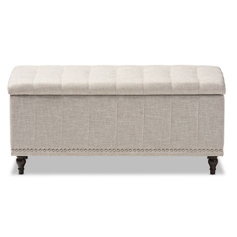 Kaylee Modern Classic Fabric Upholstered Button - Tufting Storage Ottoman Bench - Buff Beige - Baxton Studio