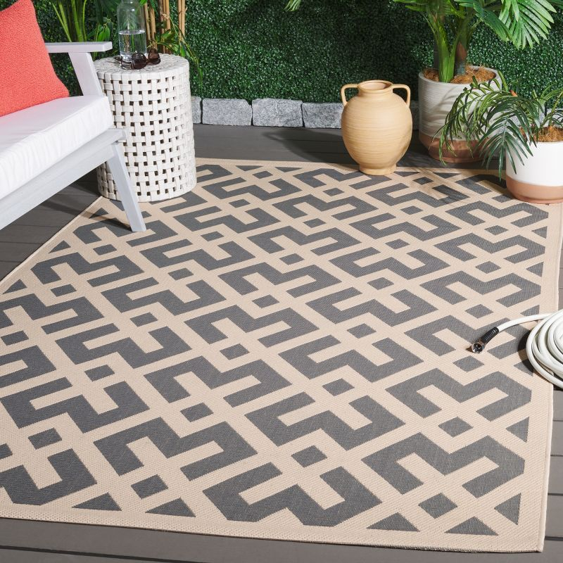 Courtyard CY6915 Power Loomed Indoor and Outdoor Area Rug - Grey/Bone - 4'x5'7" - Safavieh