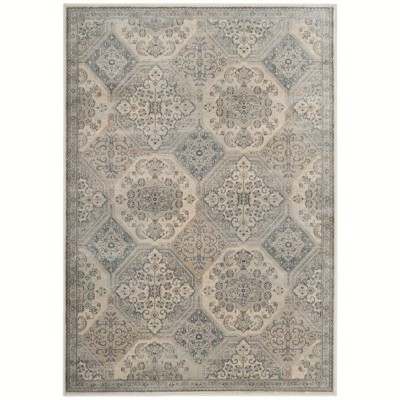 Vintage VTG128 Power Loomed Indoor Skid-Resistant Area Rug - Cream/Blue - 4'x5'7" - Safavieh