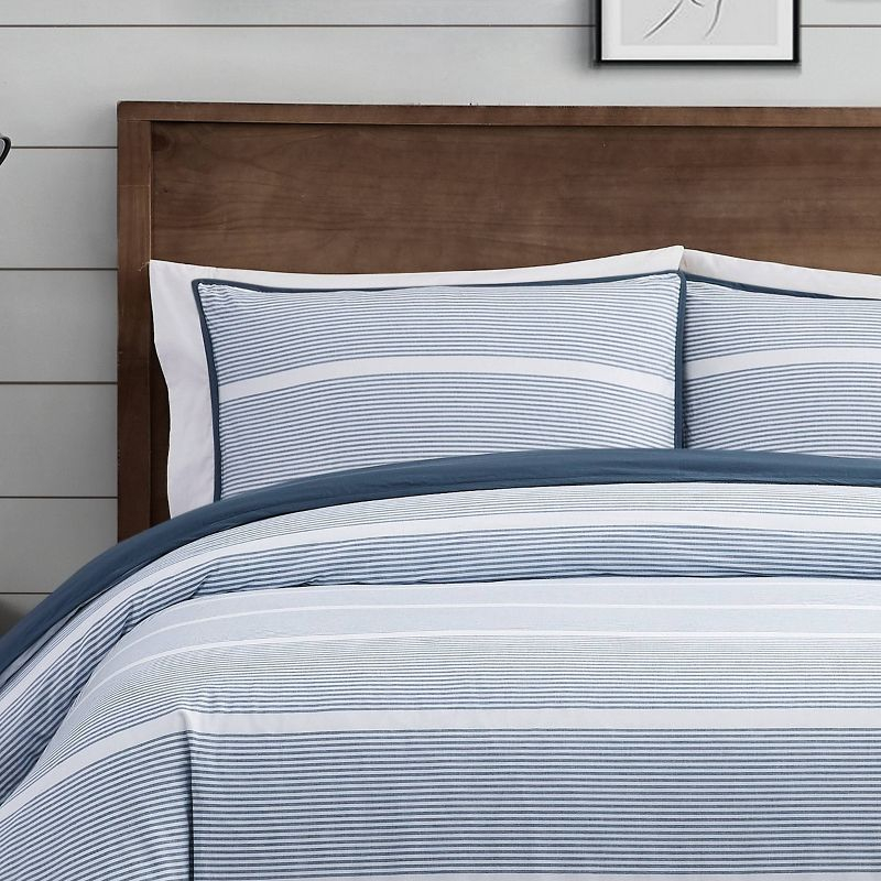 Brooklyn Loom 2pc Twin/Twin XL Niari Yarn Dye Stripe Comforter Set Blue: Machine Washable, OEKO-TEX Certified