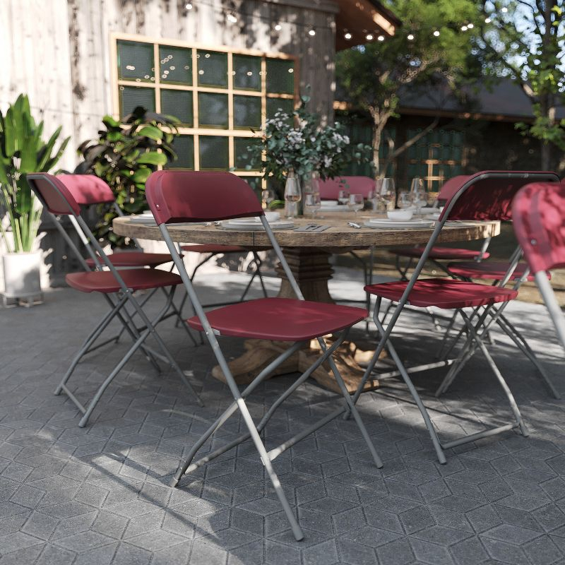 Emma and Oliver Folding Chair - Red Plastic - 4 Pack 650LB Weight Capacity - Event Chair