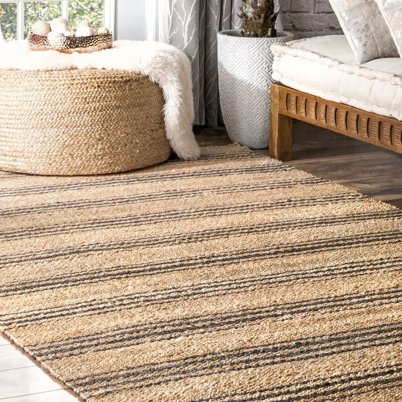 Nuloom Sycamore Striped Jute Area Rug, Square 8' x 8', Natural