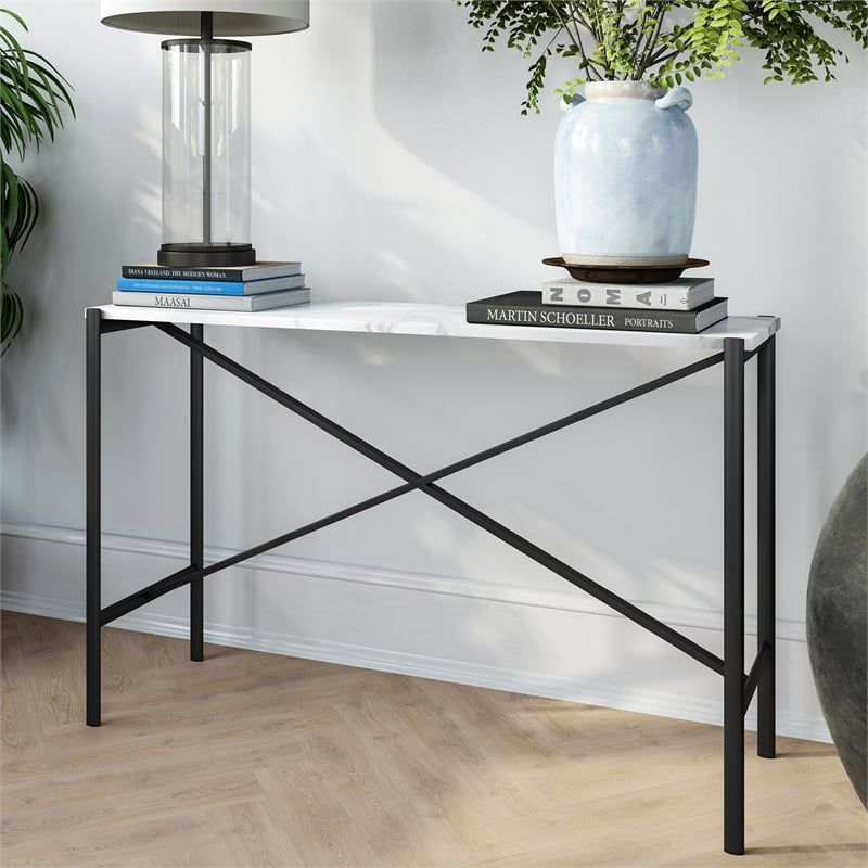 Marble Top Console Table in Black - Henn&Hart