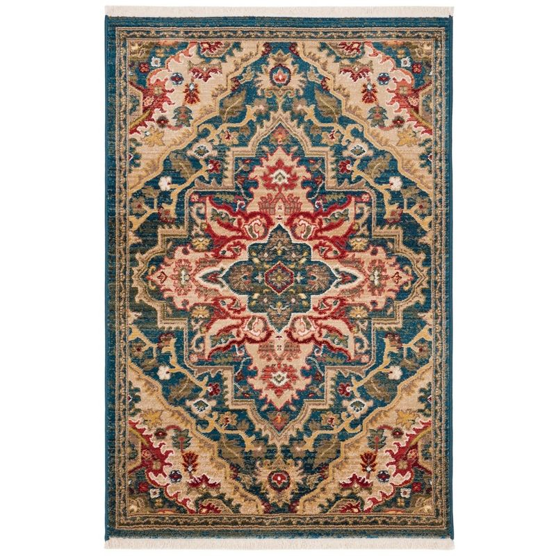 Kashan KSN304 Power Loomed Accent Rug - Blue/Beige - 3'3"x4'10" - Safavieh.
