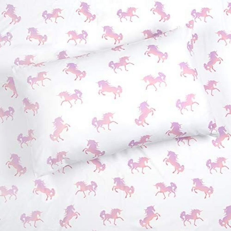 Tadpoles 4-Piece Shaded Unicorn Sheet Set | 1 Full Flat Sheet, 1 Full Fitted Sheet & 2 Queen Pillowcases