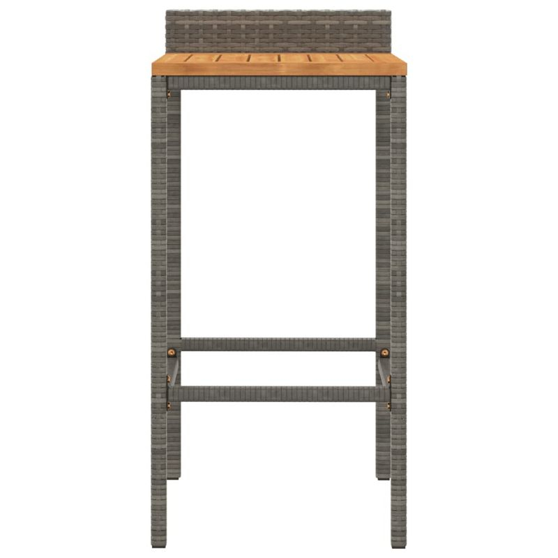 vidaXL Bar Stools 4 pcs Gray Poly Rattan and Solid Wood Acacia