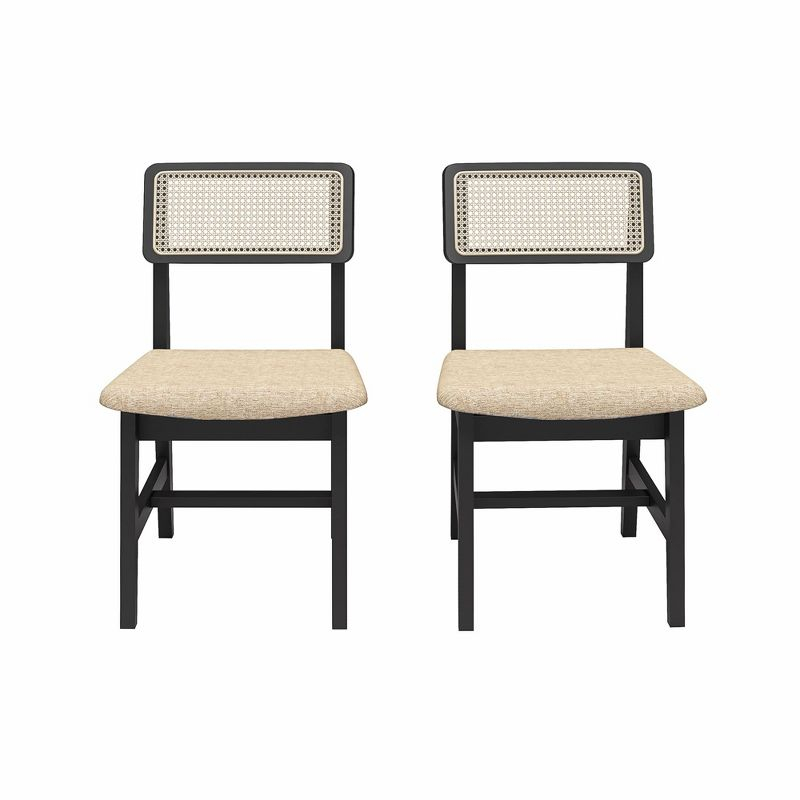 DHP Eleni Cane Dining Chairs, Set of 2, Cream/Black