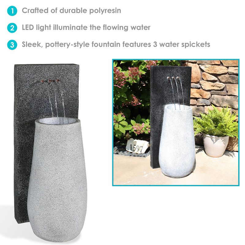 Sunnydaze 35"H Electric Polyresin Three Stream Monterno Outdoor Water Fountain with LED Light