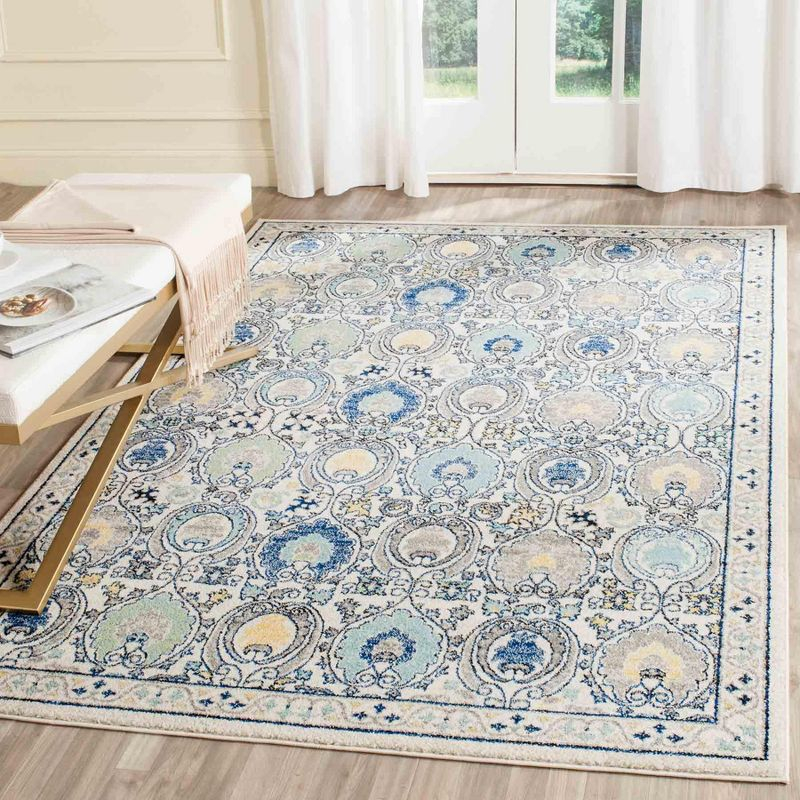 Evoke EVK251 Power Loomed Area Rug - Ivory/Grey - 6'7"x9' - Safavieh.