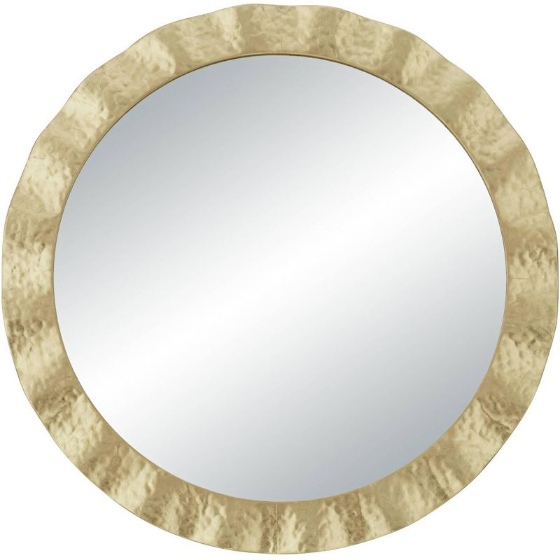 Uttermost Wave 32" Gold Round Wall Mirror