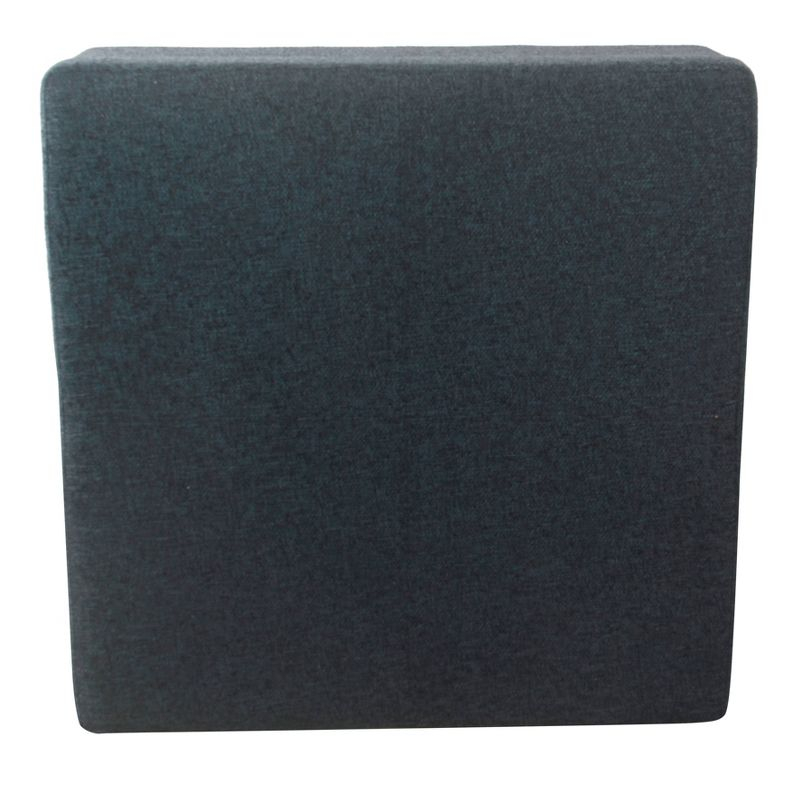 32" Luxury Square Storage Ottoman Textured Navy - HomePop: Hinged Lid, Wood Legs, Easy Assembly