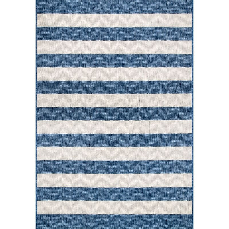 Nuloom Alexis Striped 3x5 Indoor/Outdoor Accent Rug for Living Room Patio Deck Front Porch Entryway Kitchen, Blue/Ivory