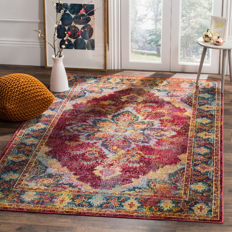 Crystal CRS508 Power Loomed Area Rug - Ruby/Navy - 6'7"x9'2" - Safavieh.