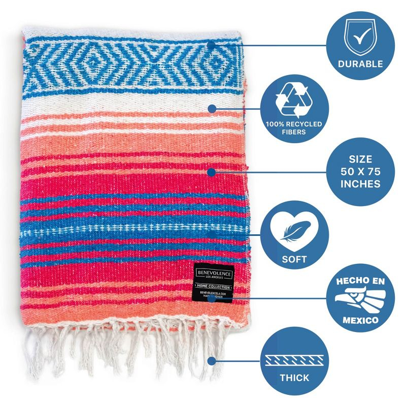 Benevolence LA Authentic Mexican Blanket (70 x 50 in) In Sand