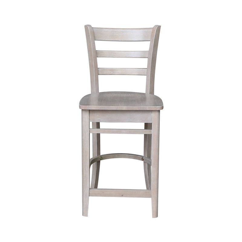 24" Emily Counter Height Barstool Washed Gray/Taupe - International Concepts: Solid Wood, Ladder-Back