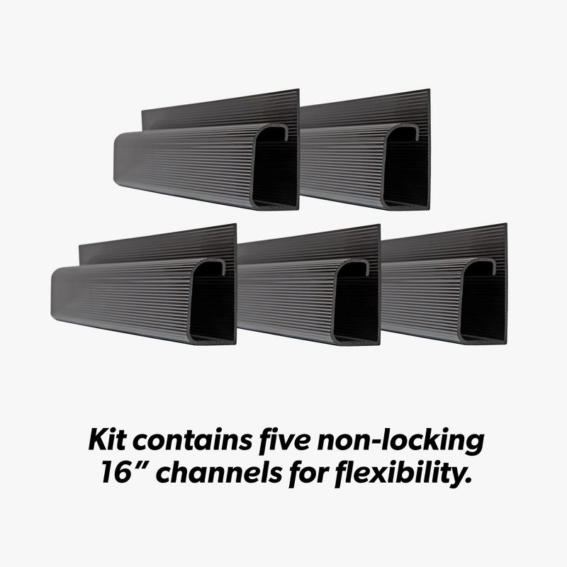 J Channel Cable Management - 5-Pack 16-Inch Raceway Channels - Cord Hider Kit for Desk, Office, and Kitchen Use by Simple Cord (Black)