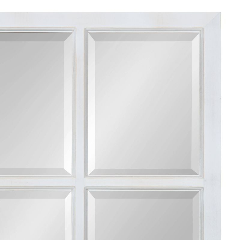 Kate & Laurel All Things Decor 18" x 42" Hogan Windowpane Wall Mirror White: Beveled Glass, Rustic Finish, Wood Frame, Wall Mounted