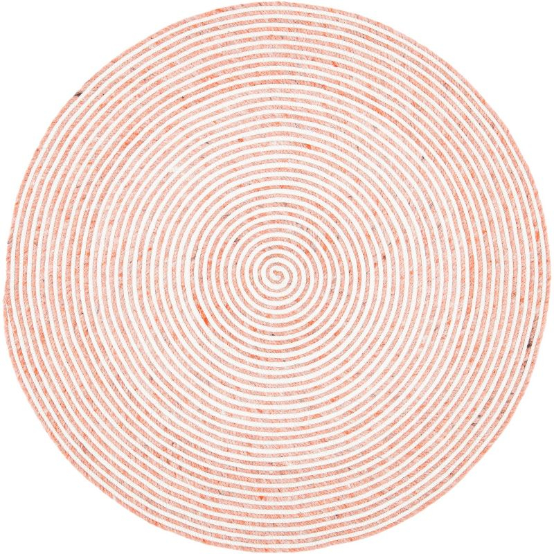 Braided BRD905 Hand Woven Area Rug - Red/Ivory - 3' round - Safavieh.