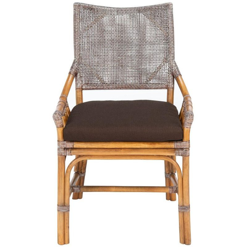 Donatella Rattan Chair - Brown White Wash/Dark Brown - Safavieh