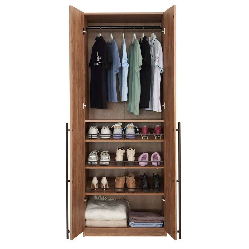 Manhattan Comfort Lee 2 Door and 4 Shelf Wardrobe Closet: Wood Laminate, Metal Hardware, Modern Style