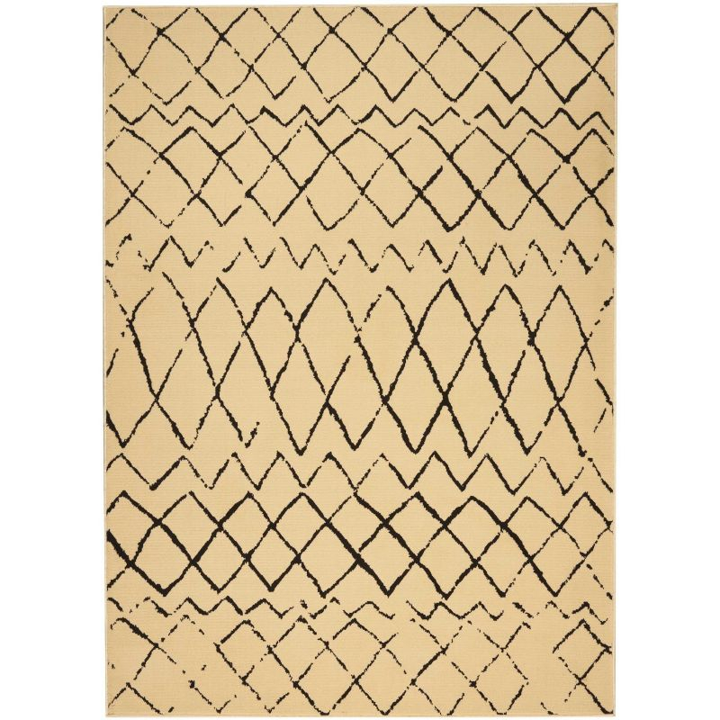 Nourison Grafix Cream Black Area Rug GRF04 5'3"X7'3"