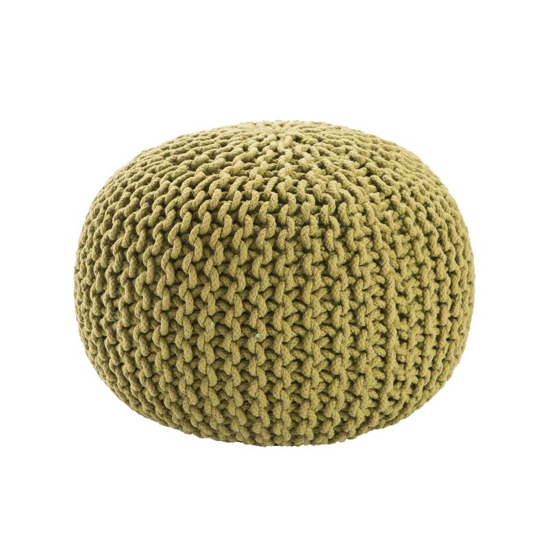 20" Round Modern Knitted Pouf Ottoman Green - Jaipur Living: Cotton, Handmade, No Assembly Required