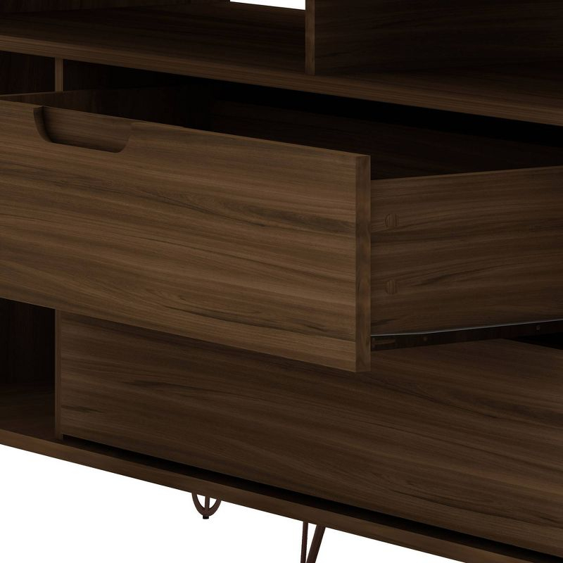 Rockefeller TV Stand for TVs up to 60" with Storage, Cable Management Brown - Manhattan Comfort