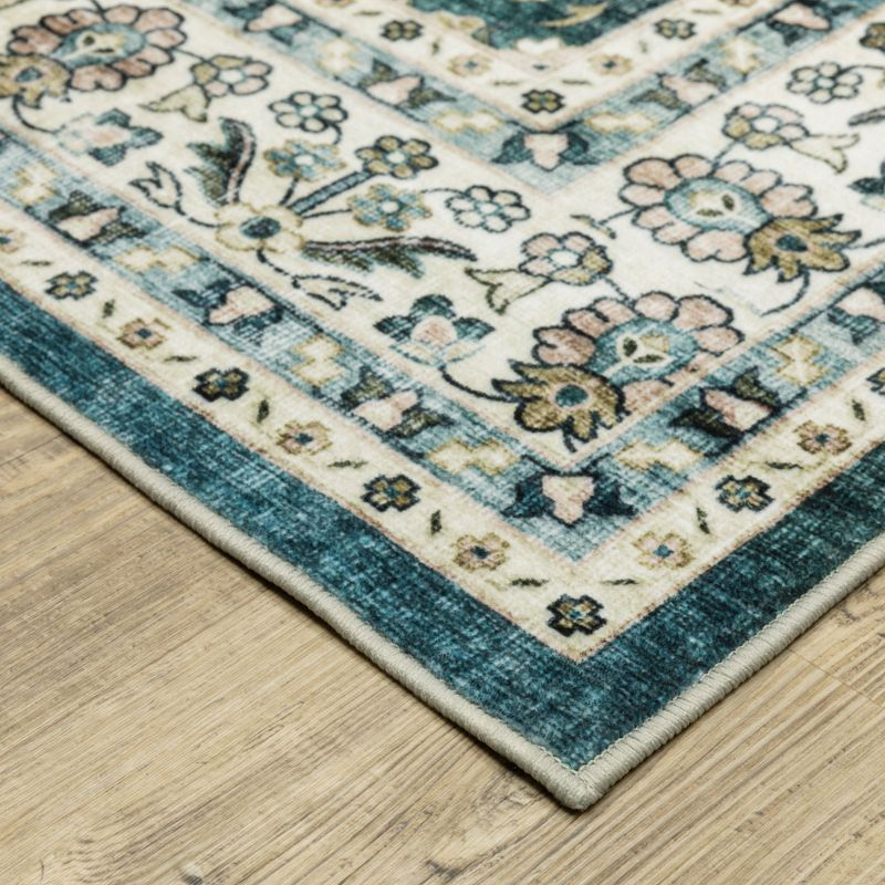 Oriental Weavers Sumter SUM08 Teal/ Ivory Indoor Area Rug - 5' x 7'