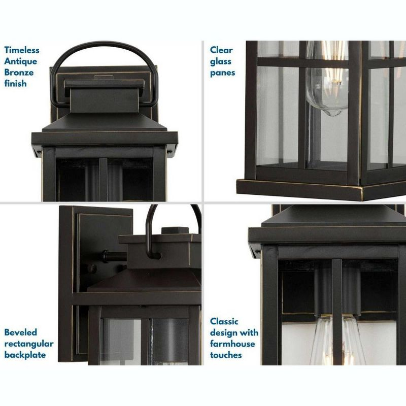 Progress Lighting Williamston 1-Light Antique Bronze Outdoor Wall Lantern with Clear Glass Shade