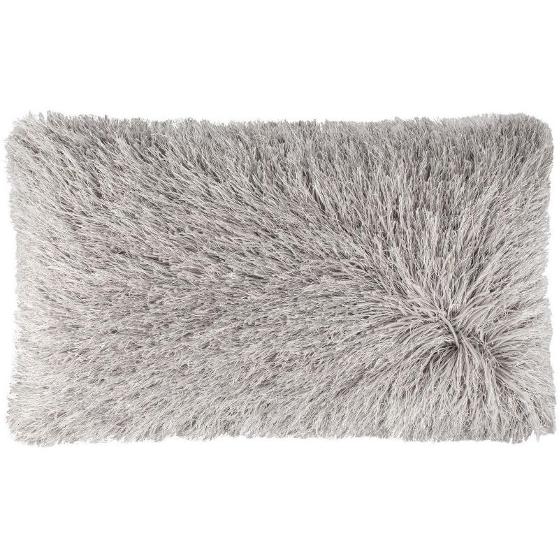 Shag Modish Metallic Pillow - Metallic Silver - 14"X24" - Safavieh