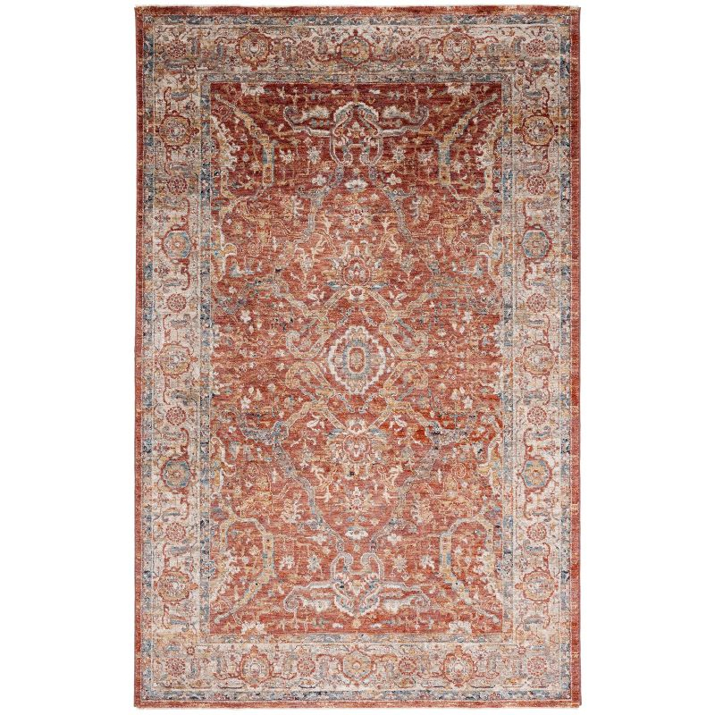Valencia VAL566 Power Loomed Area Rug - Rust/Teal - 4'x6'2" - Safavieh.