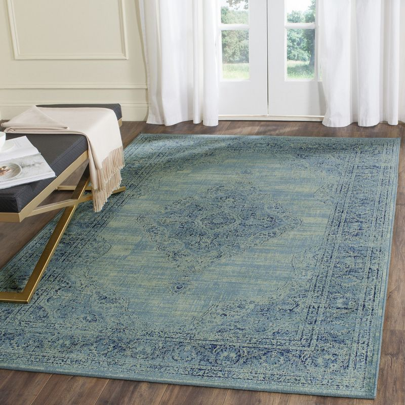 Vintage VTG112 Power Loomed Indoor Skid-Resistant Area Rug - Turquoise/Multi - 9'x12' - Safavieh