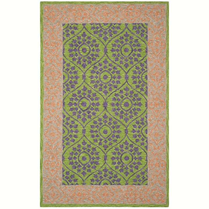 Suzani SZN102 Hand Hooked Indoor Area Rug - Green/Violet - 4'x6' - Safavieh.