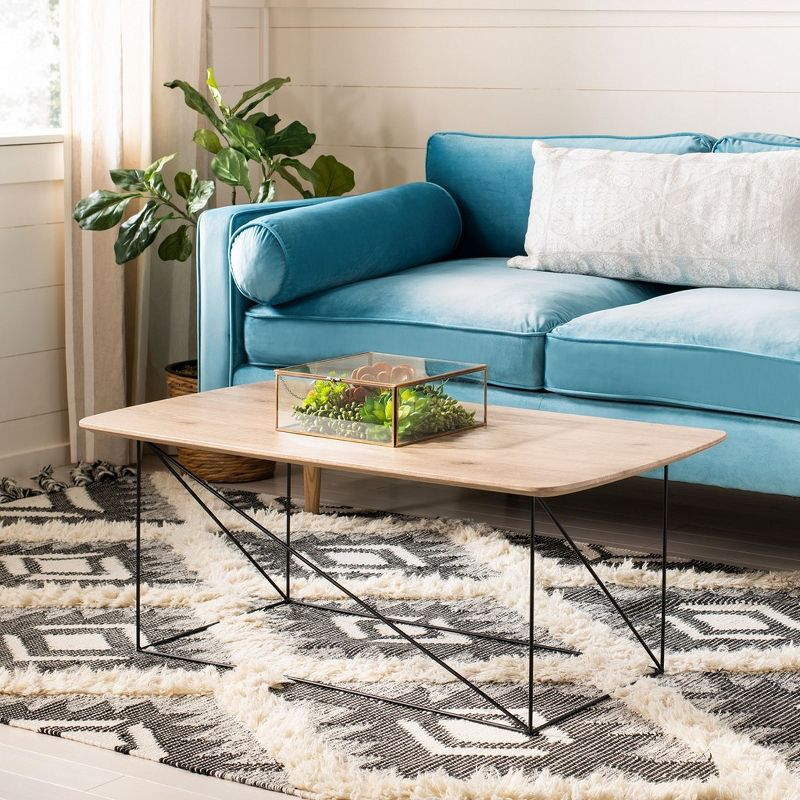 Rylee Rectangle Coffee Table - Taupe Brown/Black - Safavieh