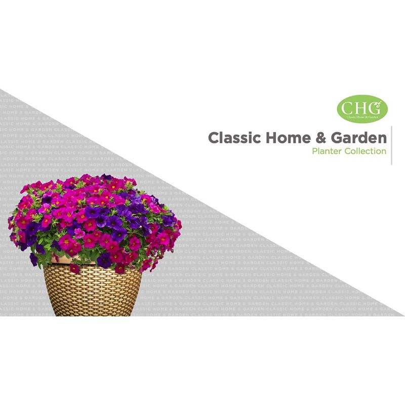 Classic Home and Garden 5pc Whiskey Barrel Planter Pot Distressed Oak: UV Protected, High Density Resin, Indoor/Outdoor Use