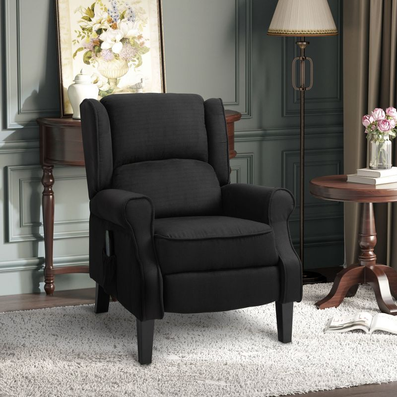HOMCOM Wingback Heated Vibrating Massage Chair, Accent Sofa Vintage Upholstered Massage Recliner Chair, Black