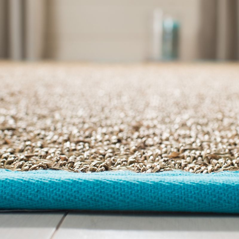Natural Fiber NF114 Power Loomed Area Rug - Natural/Turquoise - 6'x6' - Safavieh.