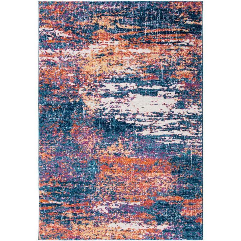 Evoke EVK272 Power Loomed Indoor Area Rug - Navy/Orange - 5'3"x7'6" - Safavieh