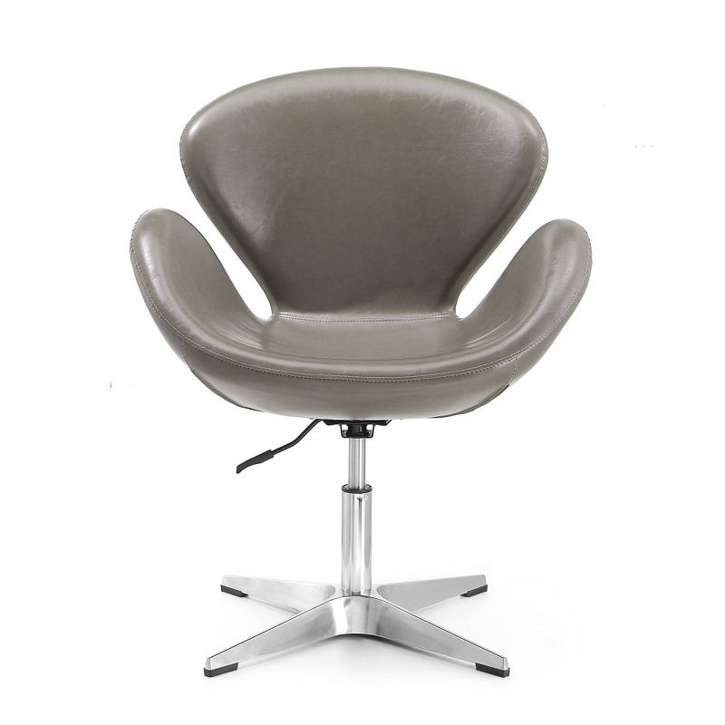 Set of 2 Raspberry Faux Leather Adjustable Swivel Chairs Pebble - Manhattan Comfort