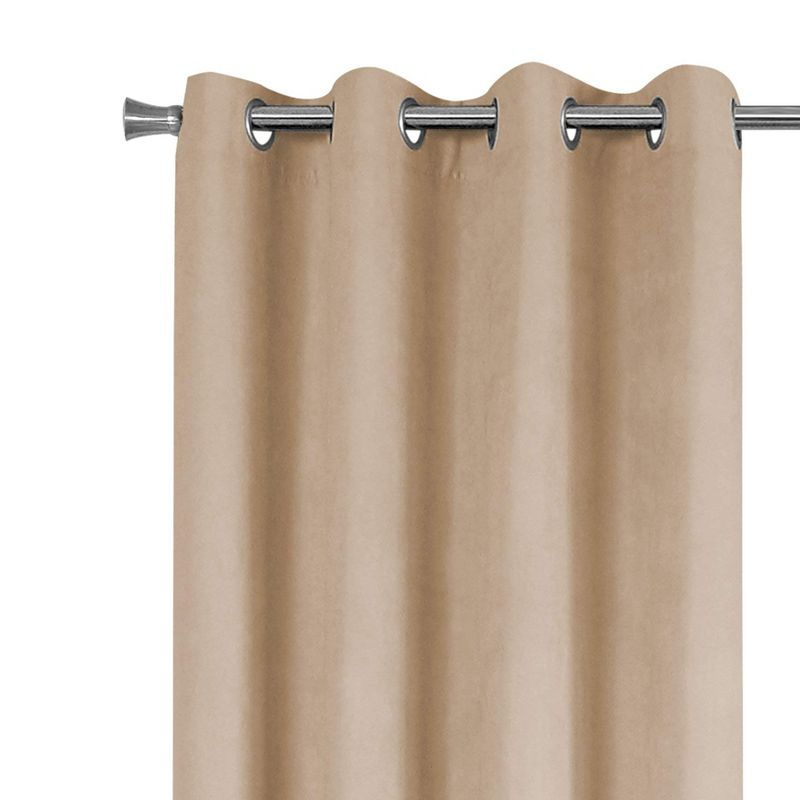 Monarch Specialties Curtain Panel 2Pcs Set  Room Darkening Grommet Living Room Bedroom Kitchen Micro Suede Polyester Beige Contemporary Modern