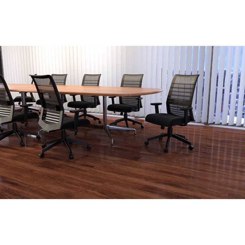 Linear Mesh Task Chair Black - Boss Office Products: Synchro-Tilt, Adjustable Arms, 275lbs Capacity